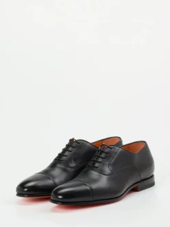 Santoni – Oxford-Schnürschuh aus Lammleder Schwarz