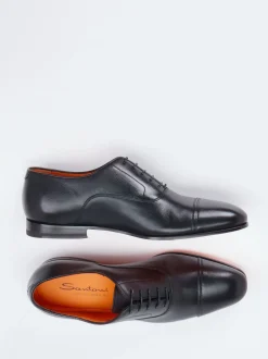 Santoni – Oxford-Schnürschuh aus Lammleder Schwarz