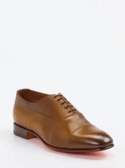 Santoni – Oxford-Schnürschuh aus Kalbleder cognacbraun