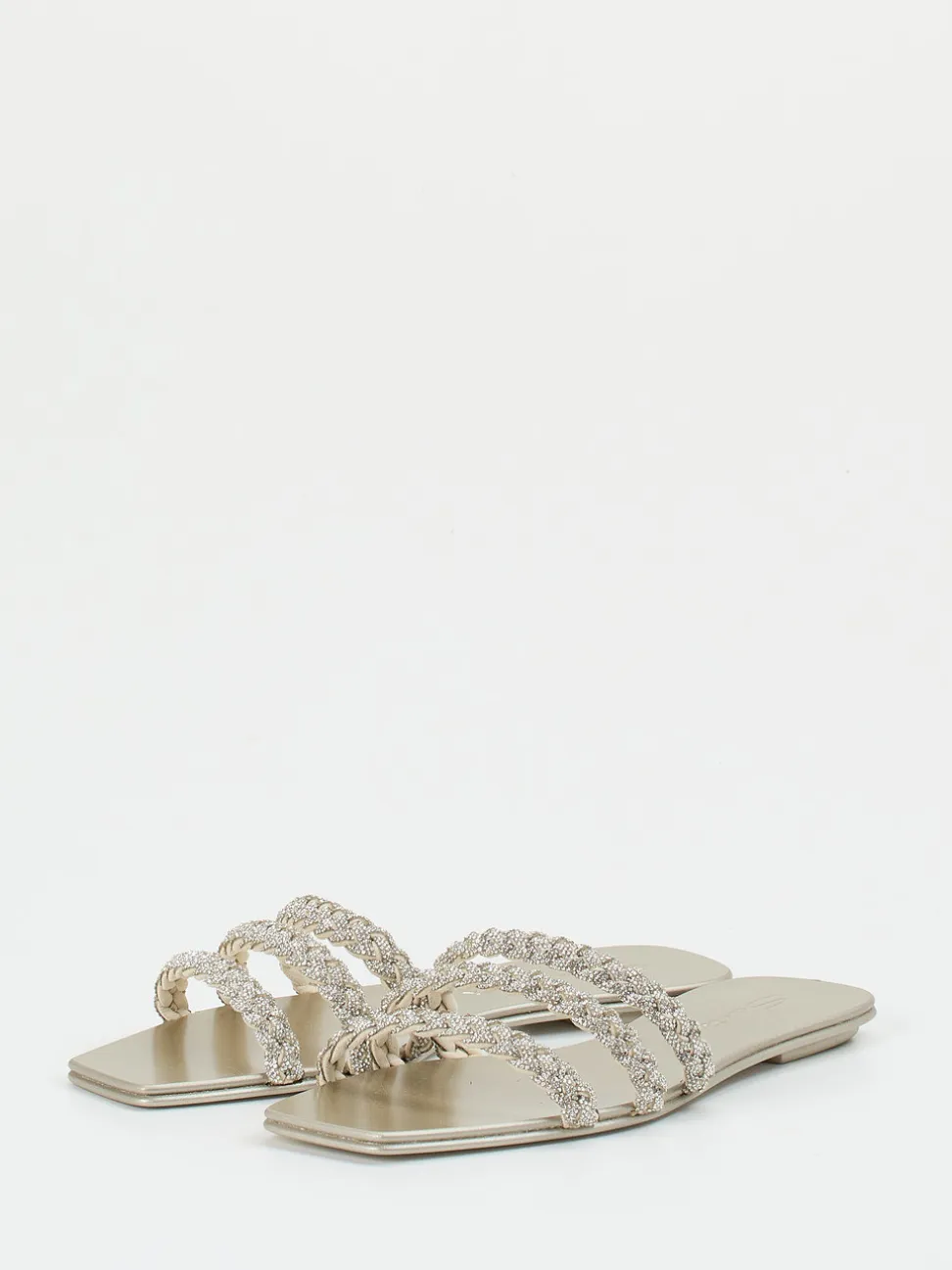 Santoni – Pantolette aus Metallic mit Strassdetails