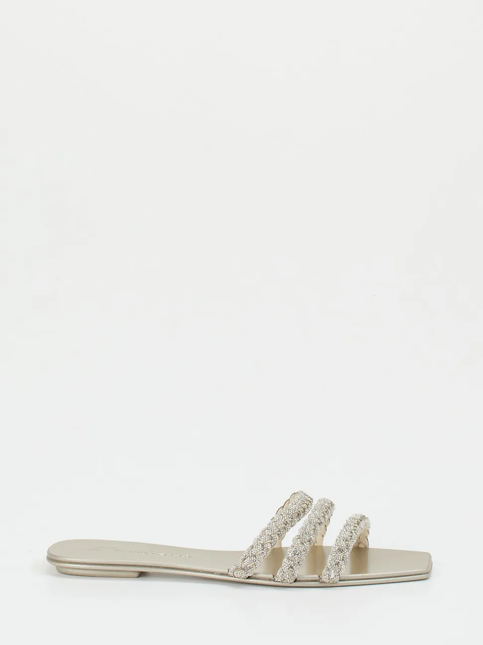 Santoni – Pantolette aus Metallic mit Strassdetails