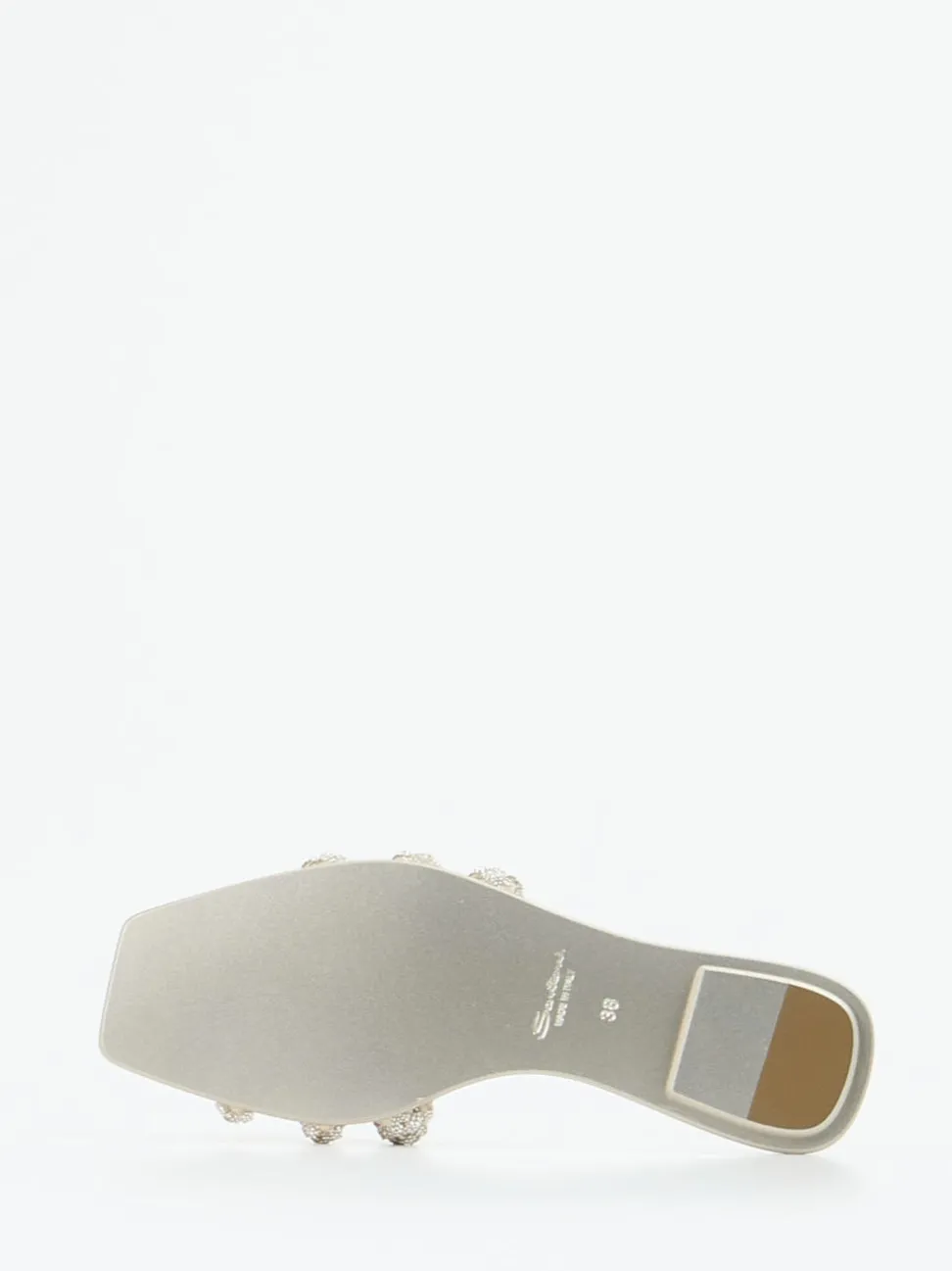 Santoni – Pantolette aus Metallic mit Strassdetails