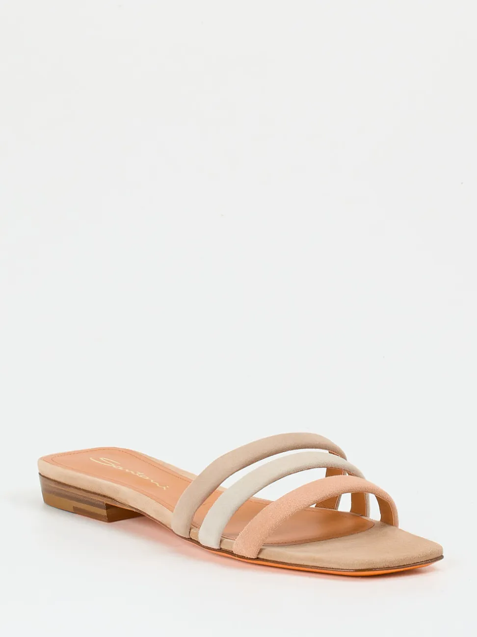 Santoni – Pantolette aus Veloursleder in Naturtönen