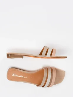 Santoni – Pantolette aus Veloursleder in Naturtönen