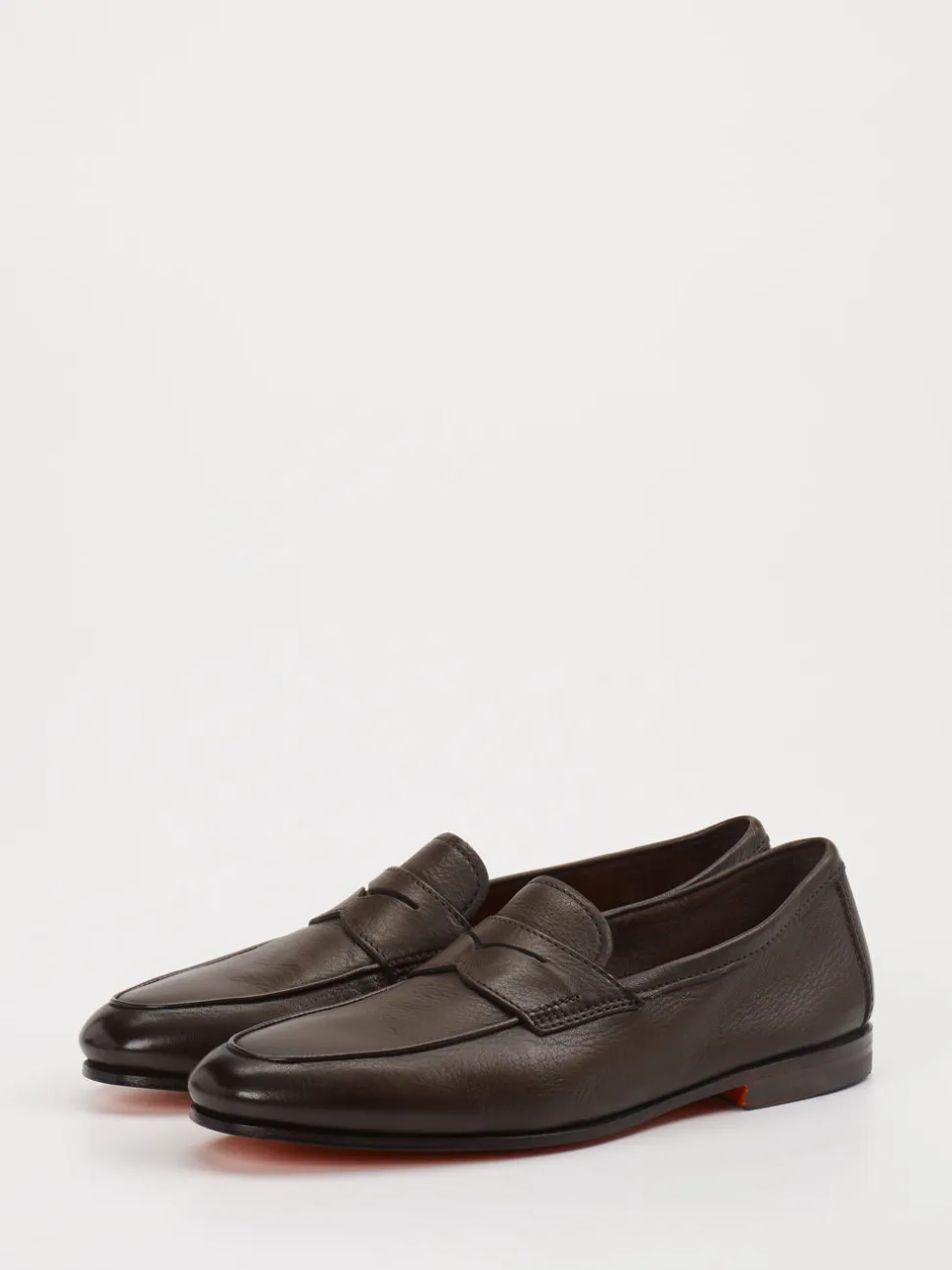 Santoni – Penny Loafer aus Kalbleder Dunkelbraun