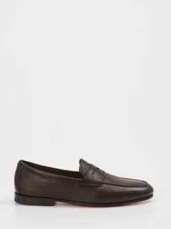 Santoni – Penny Loafer aus Kalbleder Dunkelbraun