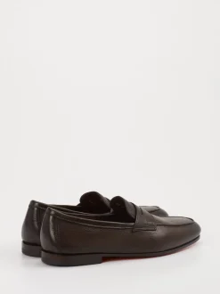 Santoni – Penny Loafer aus Kalbleder Dunkelbraun