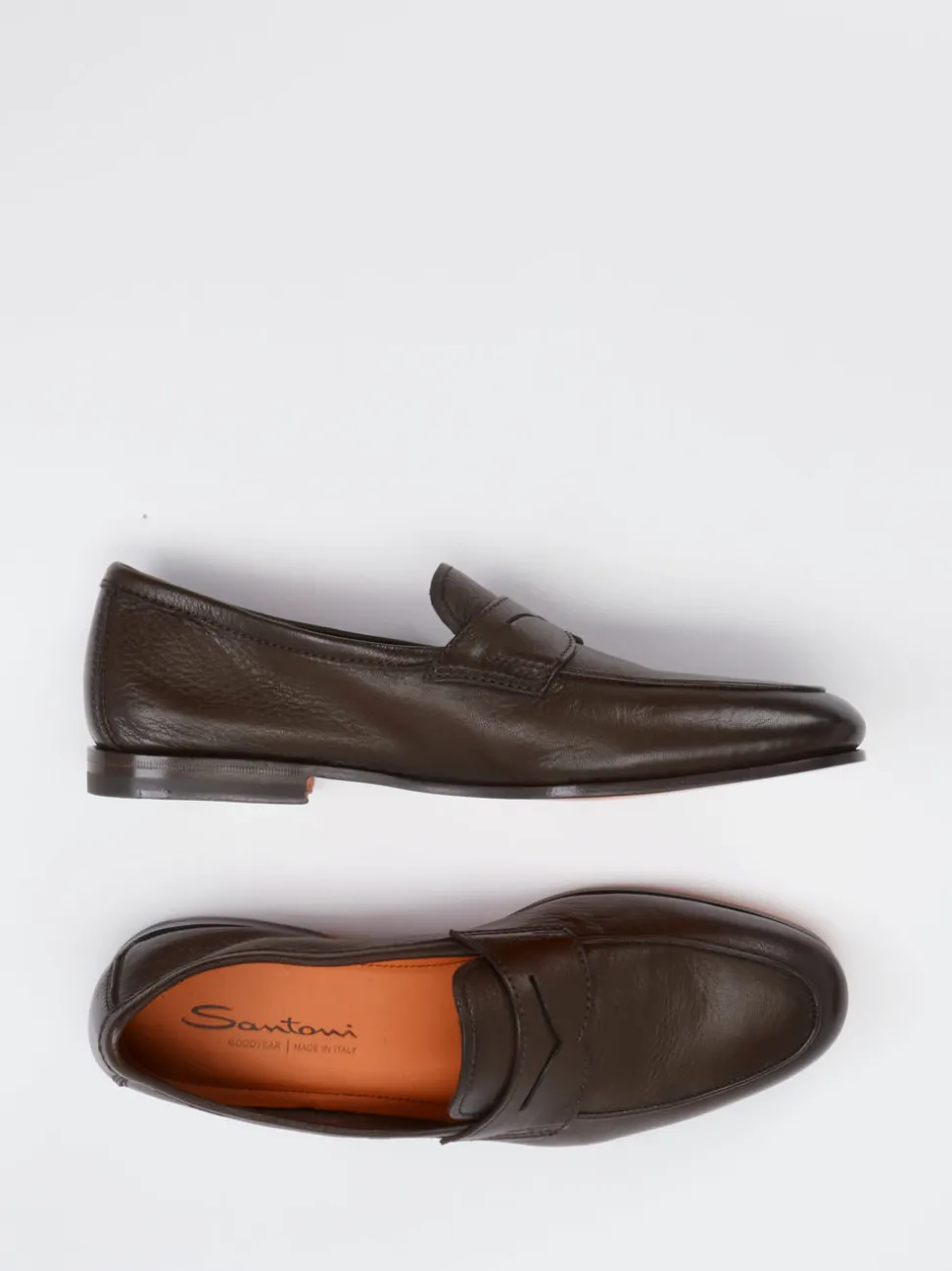 Santoni – Penny Loafer aus Kalbleder Dunkelbraun