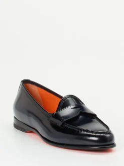 Santoni – Penny Loafer aus Kalbleder in Dunkelblau