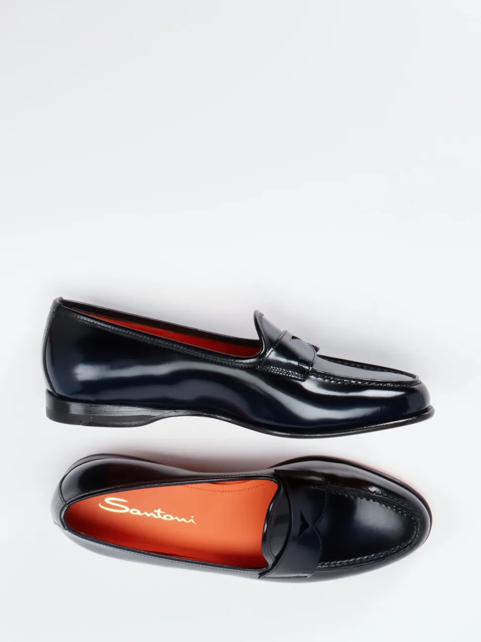 Santoni – Penny Loafer aus Kalbleder in Dunkelblau