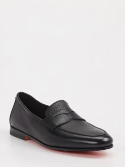 Santoni – Penny Loafer aus Kalbleder Schwarz