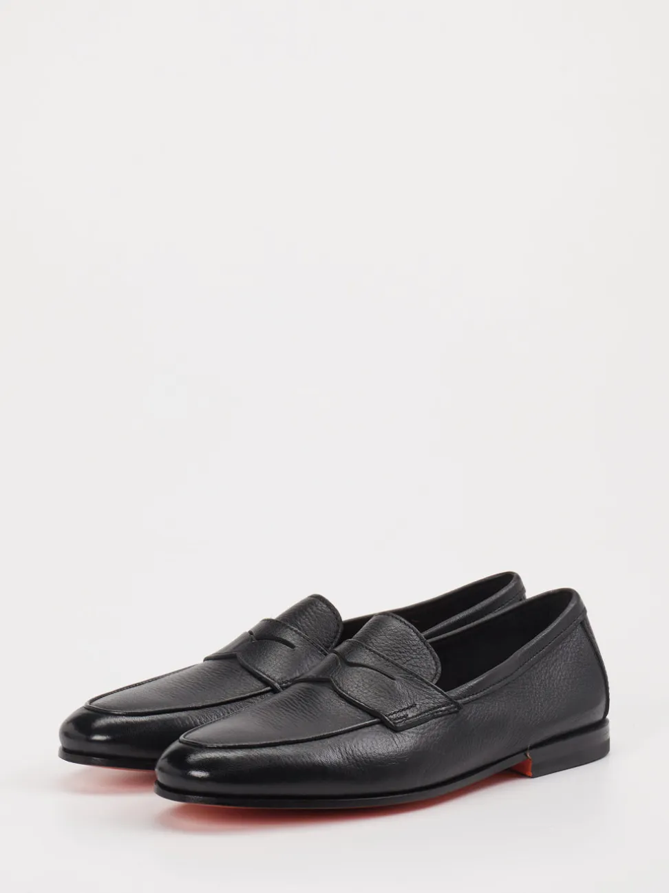 Santoni – Penny Loafer aus Kalbleder Schwarz