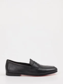Santoni – Penny Loafer aus Kalbleder Schwarz