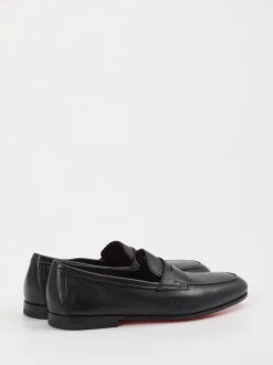 Santoni – Penny Loafer aus Kalbleder Schwarz