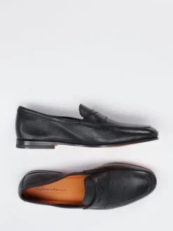 Santoni – Penny Loafer aus Kalbleder Schwarz