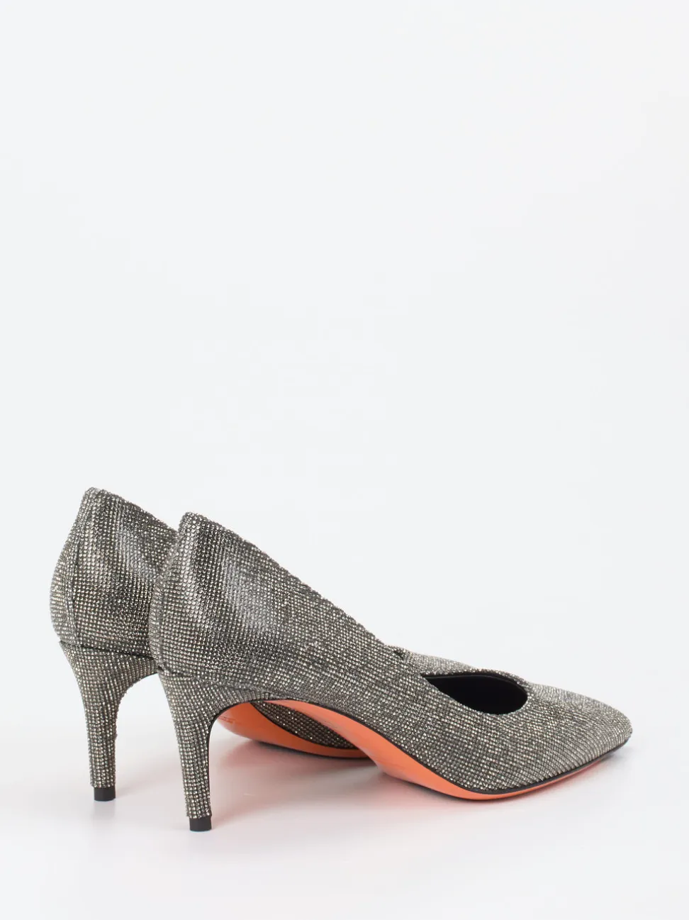 Santoni – Pumps aus Metallic-Textil in Silber
