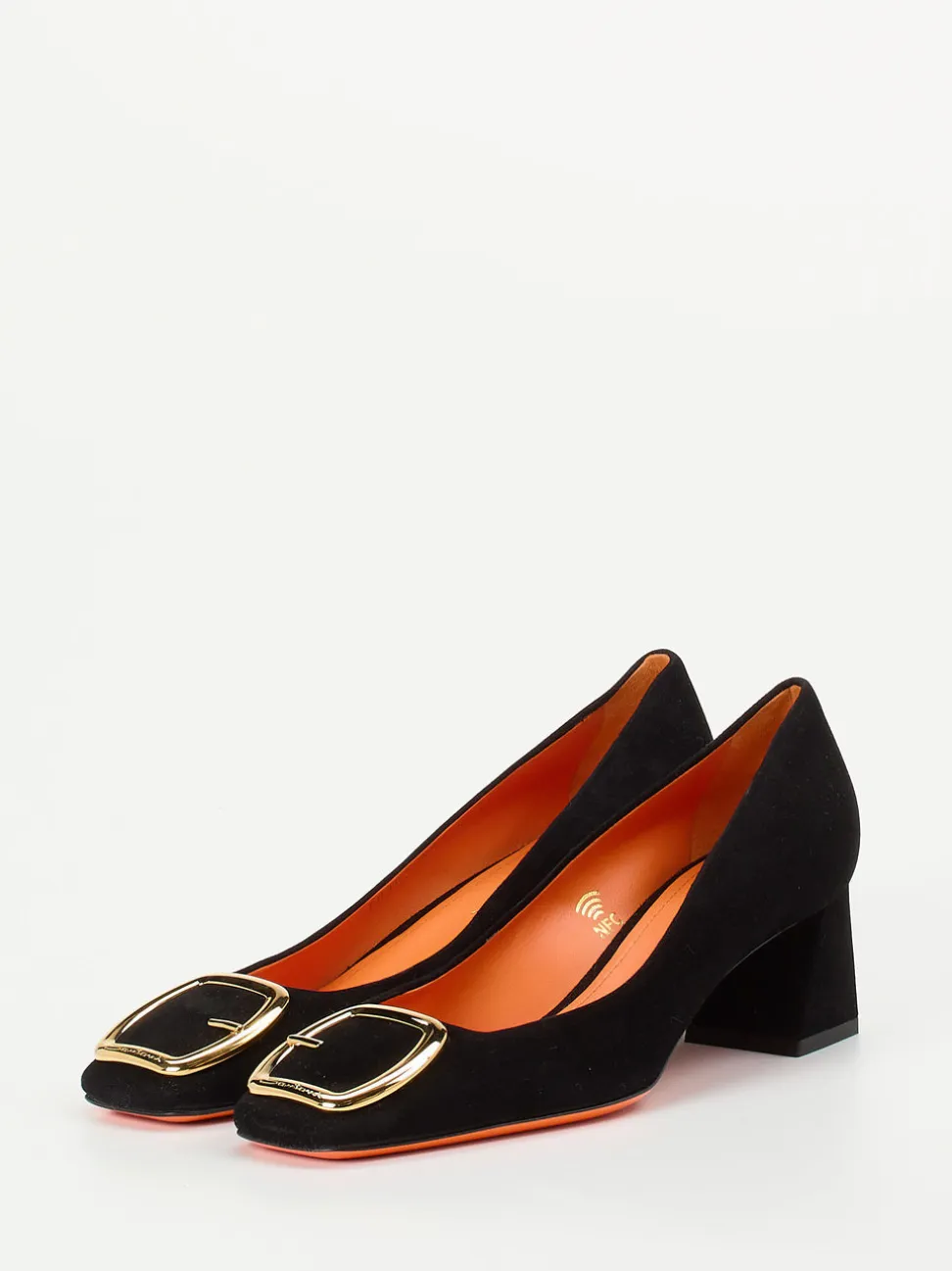 Santoni – Pumps aus schwarzem Veloursleder