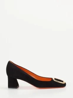 Santoni – Pumps aus schwarzem Veloursleder