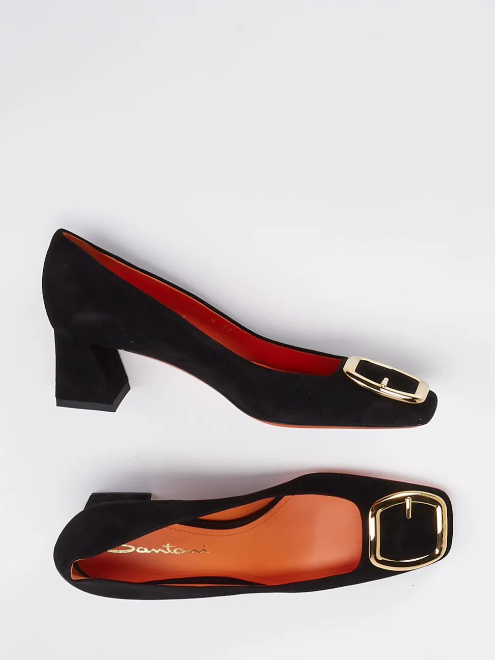 Santoni – Pumps aus schwarzem Veloursleder