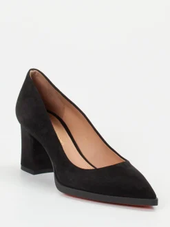 Santoni – Pumps aus Veloursleder schwarz