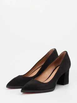 Santoni – Pumps aus Veloursleder schwarz