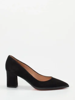 Santoni – Pumps aus Veloursleder schwarz