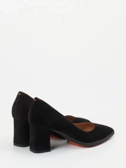 Santoni – Pumps aus Veloursleder schwarz