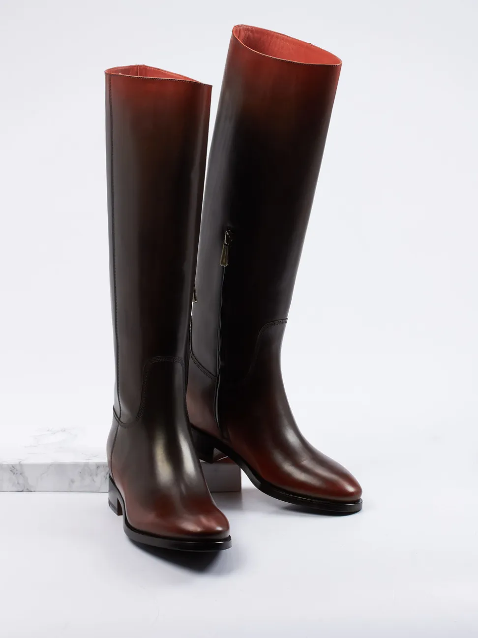 Santoni – Reitstiefel aus Kalbleder in Dunkelbraun