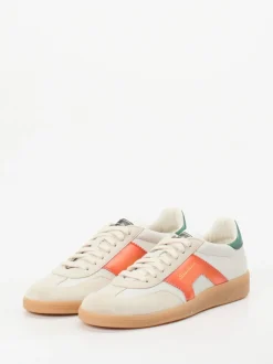 Santoni – Retro-Sneaker aus Veloursleder cremeweiß