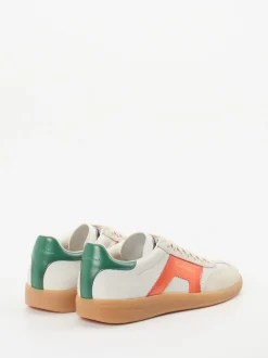 Santoni – Retro-Sneaker aus Veloursleder cremeweiß