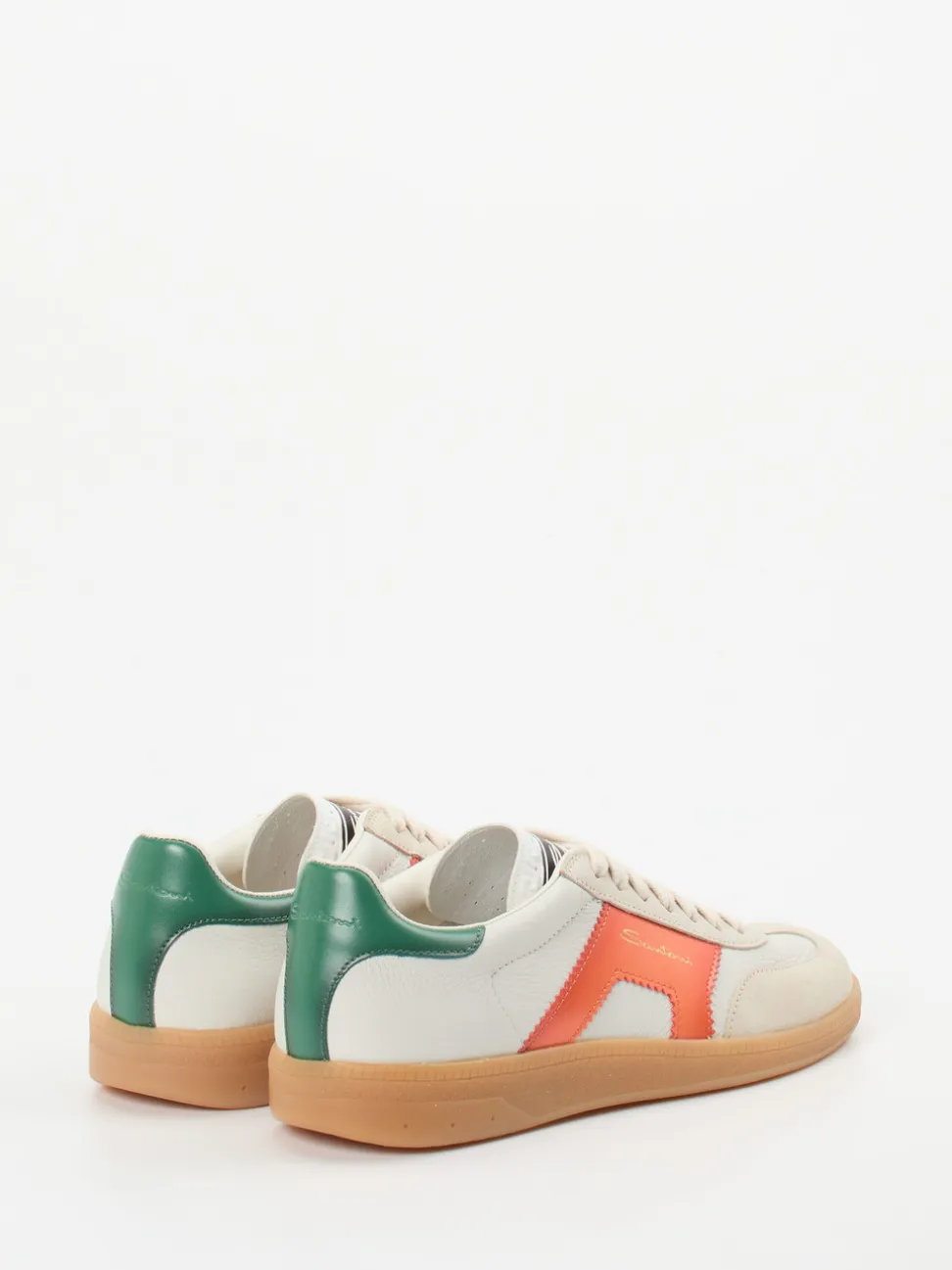 Santoni – Retro-Sneaker aus Veloursleder cremeweiß