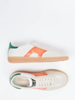 Santoni – Retro-Sneaker aus Veloursleder cremeweiß