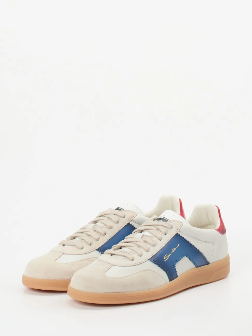 Santoni – Retro-Sneaker aus Kalbleder und Veloursleder