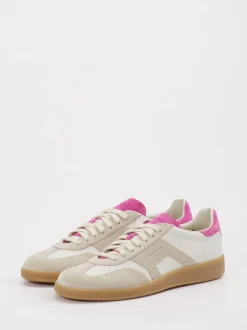 Santoni – Retro-Sneaker aus Leder Beige-Pink