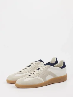 Santoni – Retro-Sneaker aus Leder und Velours Beige