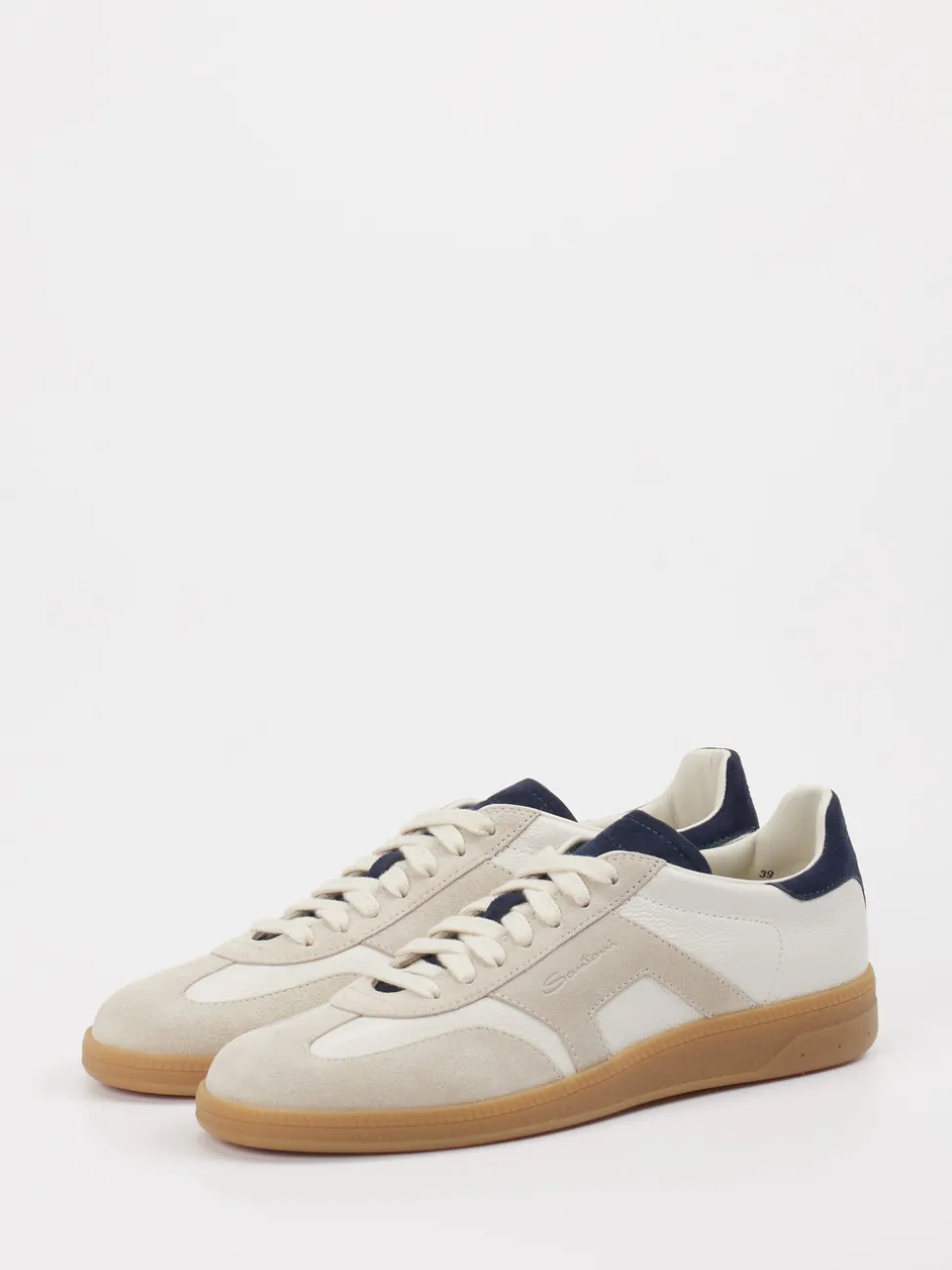 Santoni – Retro-Sneaker aus Leder und Velours Beige