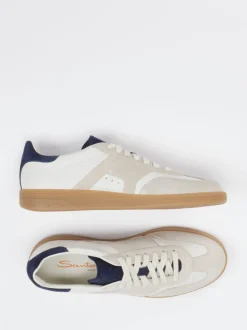 Santoni – Retro-Sneaker aus Leder und Velours Beige