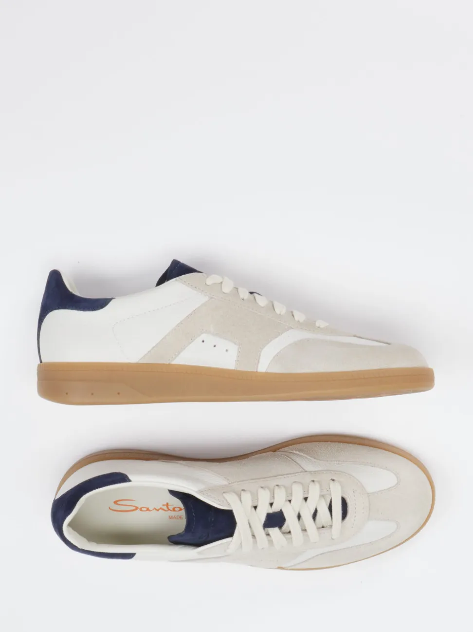 Santoni – Retro-Sneaker aus Leder und Velours Beige
