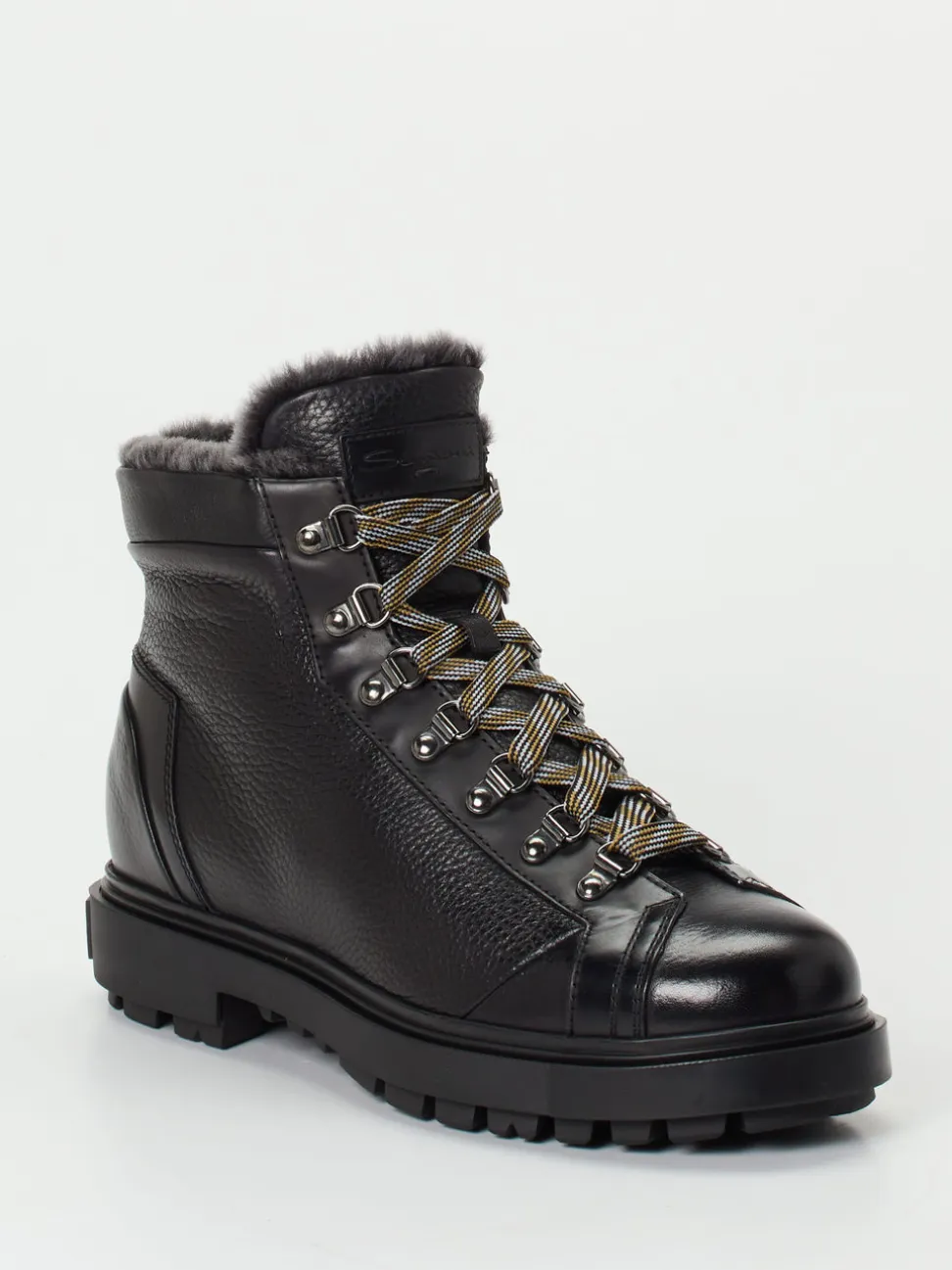 Santoni – Schnürboots aus Hirschleder Schwarz