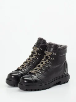 Santoni – Schnürboots aus Hirschleder Schwarz