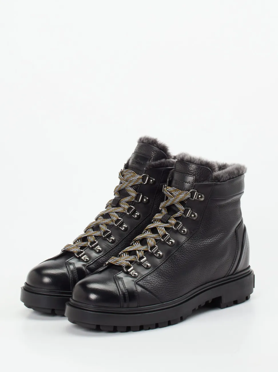 Santoni – Schnürboots aus Hirschleder Schwarz