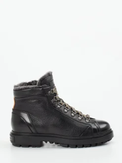 Santoni – Schnürboots aus Hirschleder Schwarz