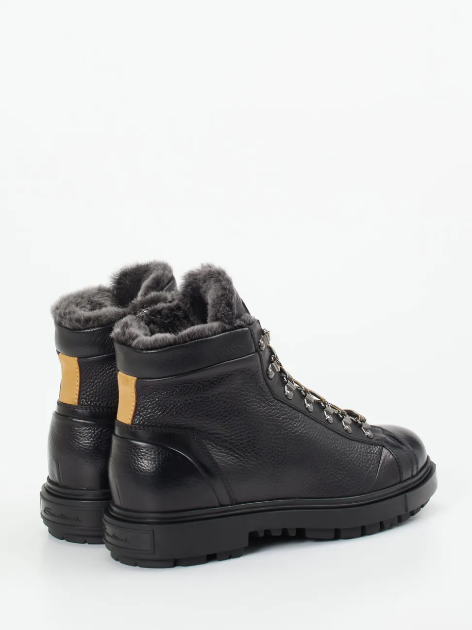 Santoni – Schnürboots aus Hirschleder Schwarz