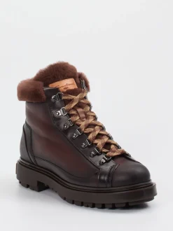Santoni – Schnürboots aus Kalbleder dunkelbraun