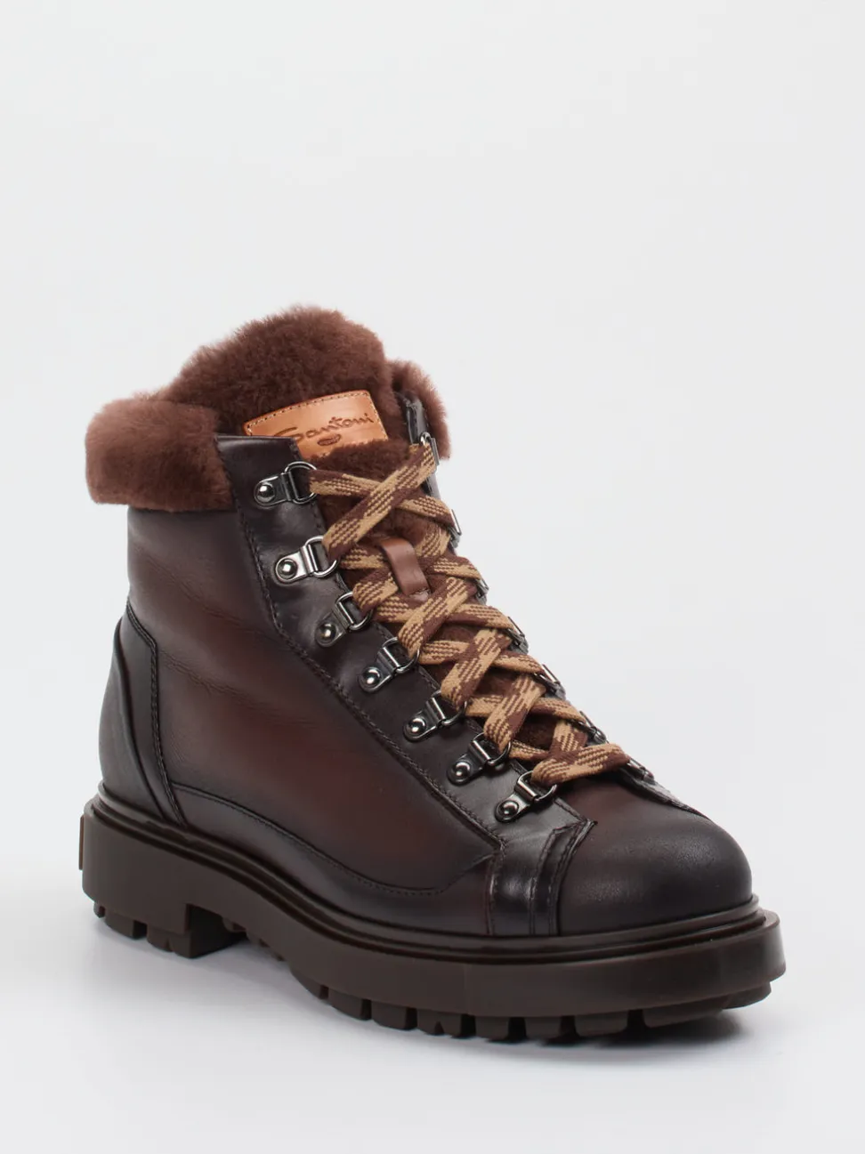 Santoni – Schnürboots aus Kalbleder dunkelbraun