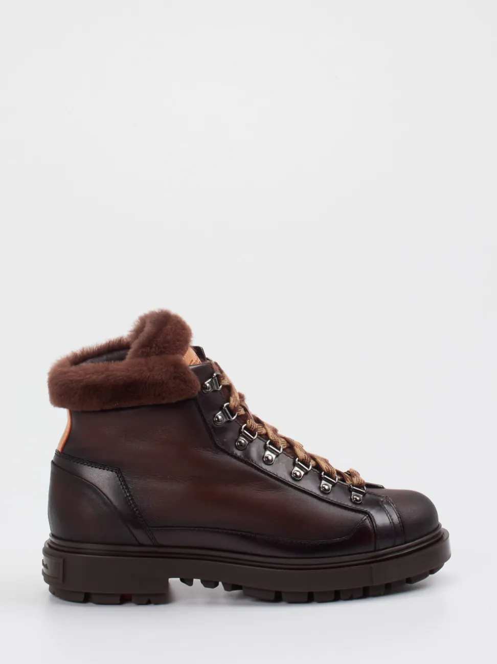 Santoni – Schnürboots aus Kalbleder dunkelbraun