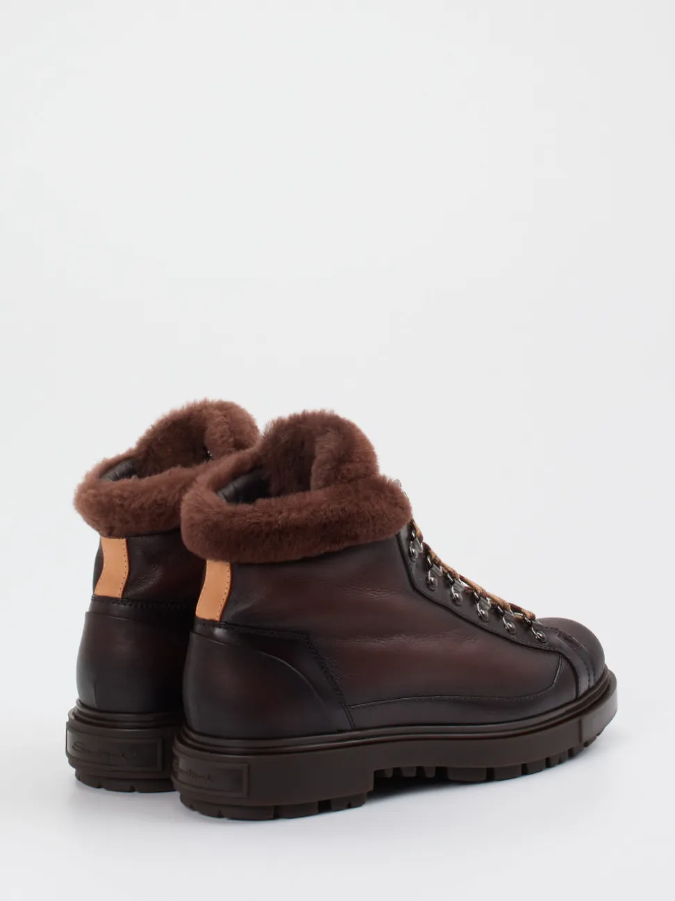 Santoni – Schnürboots aus Kalbleder dunkelbraun