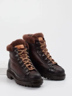 Santoni – Schnürboots aus Kalbleder dunkelbraun