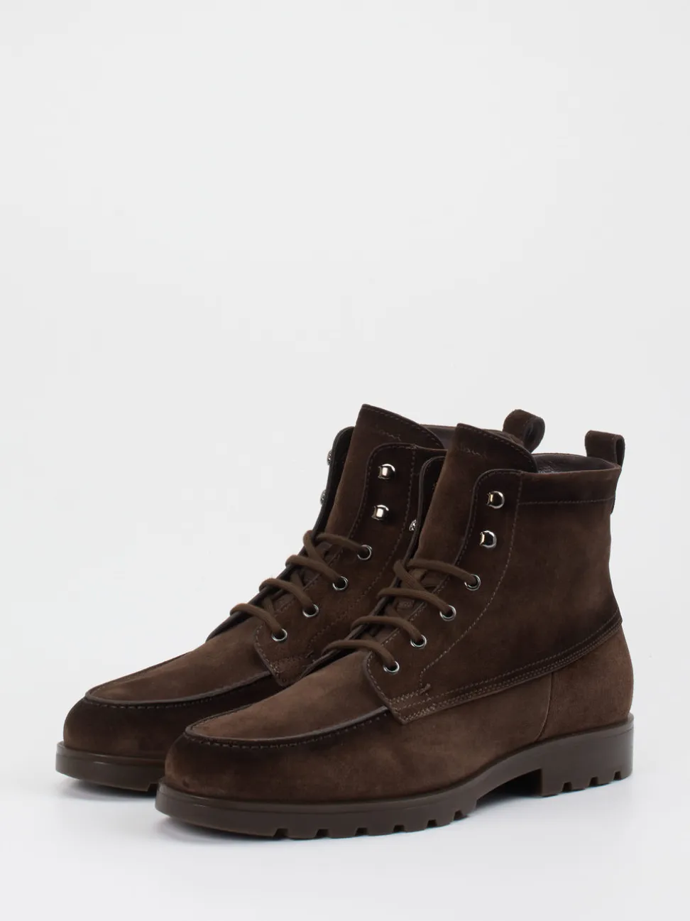 Santoni – Schnürboots aus Veloursleder Dunkelbraun