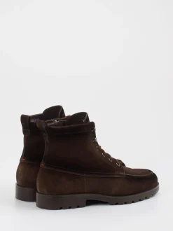 Santoni – Schnürboots aus Veloursleder Dunkelbraun